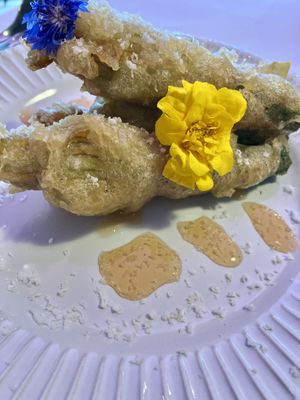 Zucchini flowers (not OK)  at Bootleg Social Lounge in Paddington