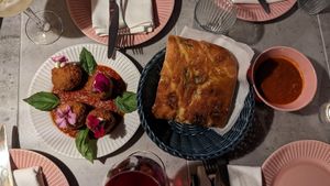 Focaccia + truffle arancini at Bootleg Social Lounge in Paddington