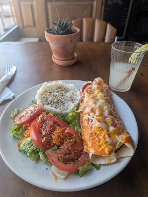Enchiladas and homemade lemonade. at Cantinho do Mercado in Vila Nova De Milfontes