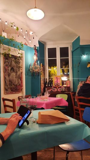 Interior of bistro at Amaranto Bistrot in Finale Ligure
