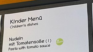 Menu (small dishes for kids)  at Marksburg in Braubach