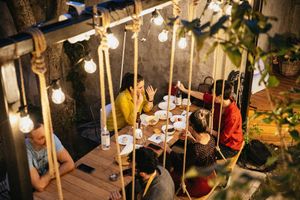 Garden with swings at Verv Kitchen in Bucharest