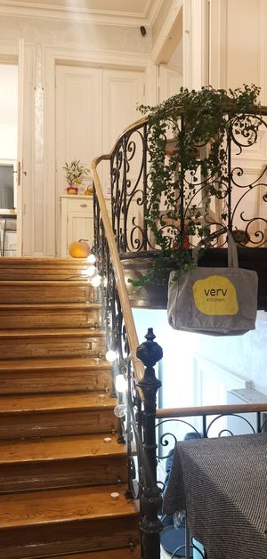 Interior staircase at Verv Kitchen in Bucharest