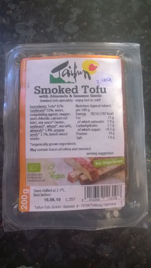 Smoked tofu at Almonds and Raisins in Newcastle Upon Tyne
