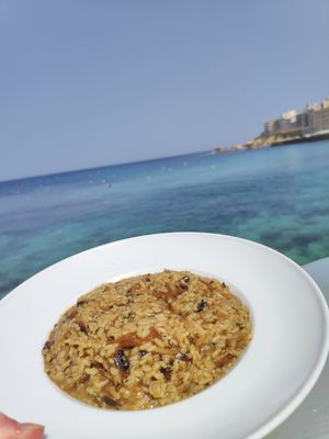 Mushroom risotto at Unwine'd in Marsalforn