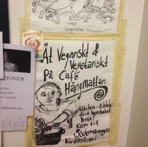 flyers at Cafe Hangmattan in Gothenburg