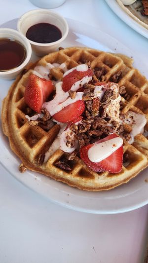 Breakfast waffle at Nectarine Grove in Encinitas