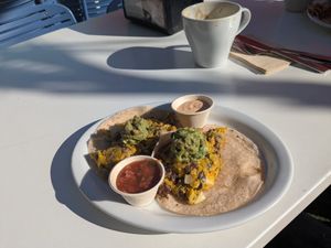 Vegan breakfast tacos at Nectarine Grove in Encinitas