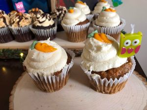 Carrot Cupcakes and PB Chocolate Cupcakes at Wildflour Vegan Bakery and Juice Bar in Pawtucket