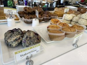 Lots of GF options, but all sweetened with cane sugarr  at Wildflour Vegan Bakery and Juice Bar in Pawtucket