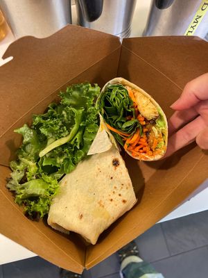 Buffalo Tempeh Wrap GF  at Wildflour Vegan Bakery and Juice Bar in Pawtucket