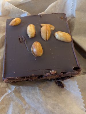 Chocolate peanut butter brownie at Wildflour Vegan Bakery and Juice Bar in Pawtucket