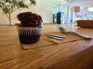 Gluten-free vegan cupcake, chocolate at Wildflour Vegan Bakery and Juice Bar in Pawtucket
