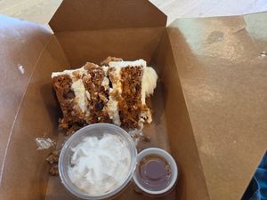 Vegan carrot cake (NOT gluten-free) at Wildflour Vegan Bakery and Juice Bar in Pawtucket