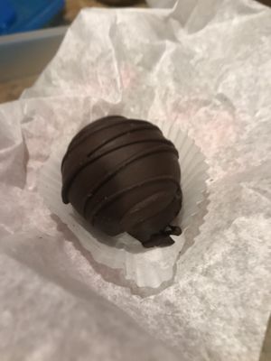 Chocolate peanut butter “buckeye" at Wildflour Vegan Bakery and Juice Bar in Pawtucket