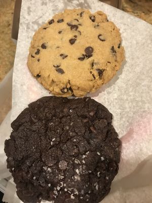 Chocolate chip and double chocolate cookies at Wildflour Vegan Bakery and Juice Bar in Pawtucket