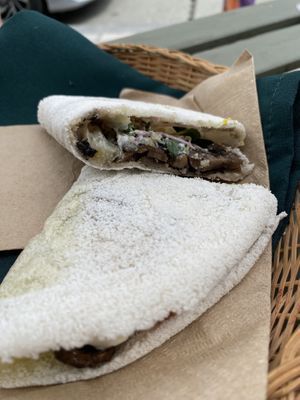 Brazilian crepes with mushrooms (I recommend this one!)  at Om Plante in Magog