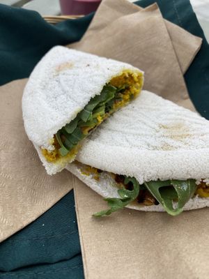 Brazilian crepes with scramble tofu.  at Om Plante in Magog