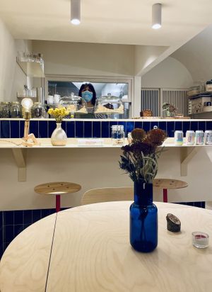 Anna at the counter  at Yum Baaar in Segovia