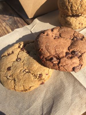 Classic chocolate chip and double chocolate chip. I wouldn’t sleep on these! at Hip Vegan in Ojai