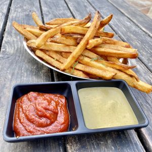 Fries w/ Curry Ketchup & House Cheese  at Hip Vegan in Ojai