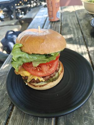 Classic burger at Hip Vegan in Ojai
