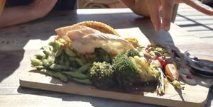 Vegan yummy roasted vegetable plate  at Strandpaviljoen Twaalf in Den Hoorn