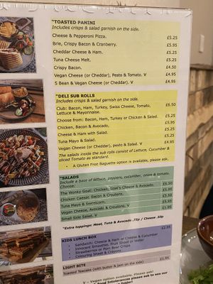Food menu as of Sept 2021 at The Wonky Goat in Ryde