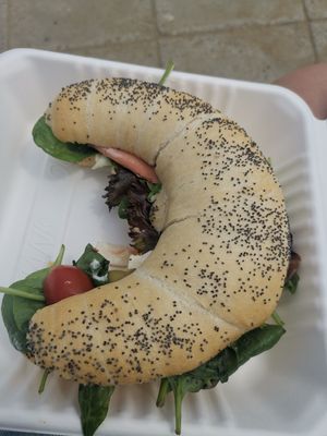 Ham and cheese polish croissant at The Bay Vegan Deli Coffee House in Sandown