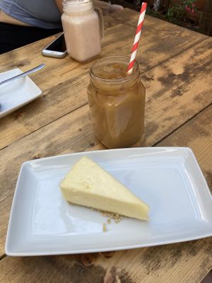 Gf vanilla cheesecake & iced latte  at The Bay Vegan Deli Coffee House in Sandown