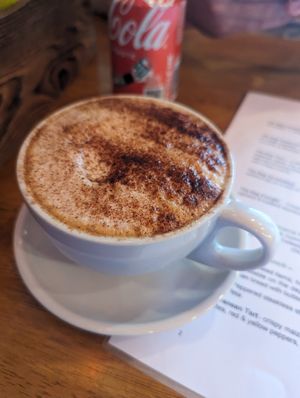 Coconut milk cappuccino at The Bay Vegan Deli Coffee House in Sandown