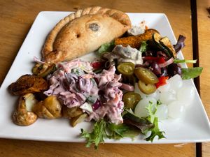 The ploughman’s Lunch. at The Bay Vegan Deli Coffee House in Sandown