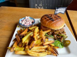 The Curry Duck Burger  at The Bay Vegan Deli Coffee House in Sandown