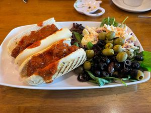 Spicy meatball panini at The Bay Vegan Deli Coffee House in Sandown