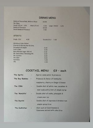 Alcoholic drinks & cocktails  at The Bay Vegan Deli Coffee House in Sandown