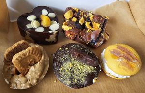 Hand made chocolates and macron at The Bay Vegan Deli Coffee House in Sandown