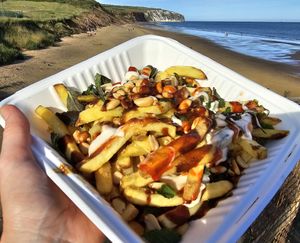 Vietnamese loaded fries at The Bay Vegan Deli Coffee House in Sandown