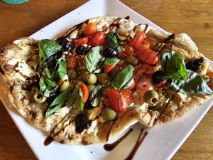 The Bay flatbread at The Bay Vegan Deli Coffee House in Sandown