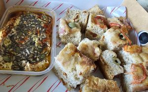 Foccacia and Hummus at The Bay Vegan Deli Coffee House in Sandown