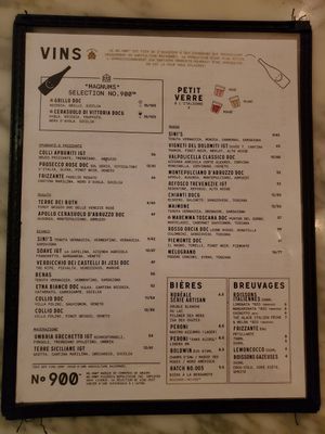 Menu at Pizzéria No 900  in Montreal
