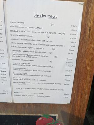 Menu at La Favouille in Le Lavandou