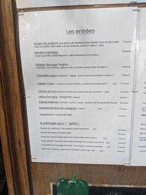 Menu at La Favouille in Le Lavandou