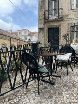 Outside Sitting at Break Sé in Lisbon