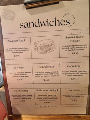 Menu at The Press Room in Surbiton