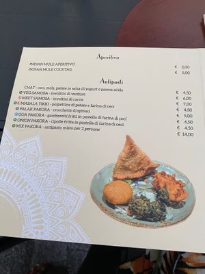 Menu antipasti at Raja in Prato