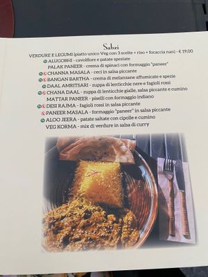 Menu at Raja in Prato