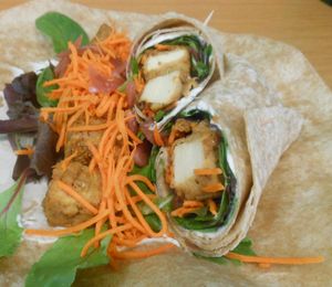 Vegan Popcorn Tofu Wrap - It's a local favorite! at Three Rivers Market in Knoxville