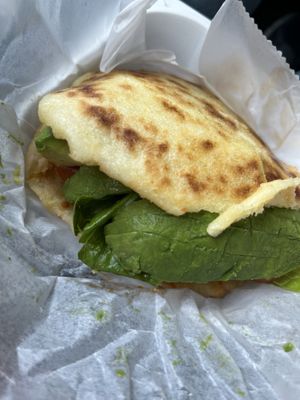 Vegan Arepa with mushrooms, veggies, and avocado   at L'AREPA in Elizabeth