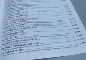 Sección vegetariana del menú at India House in Guadalajara