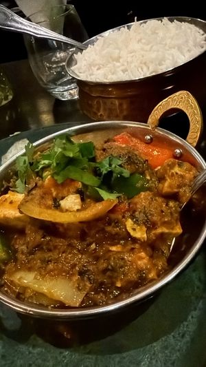 Curry (made vegan with tofu) and ricee  at Kontrast Ghee by the Sea in Malmo